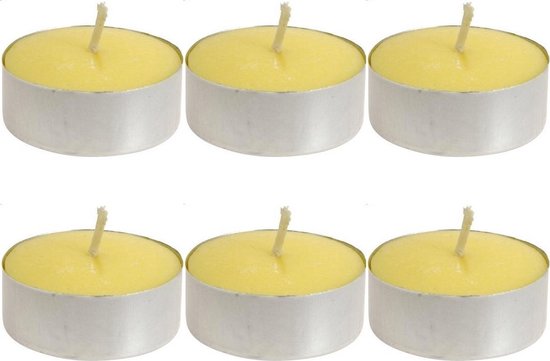 Citronella waxinelichtjes/theelichtjes - 6x - geel - maxi - citrusgeur