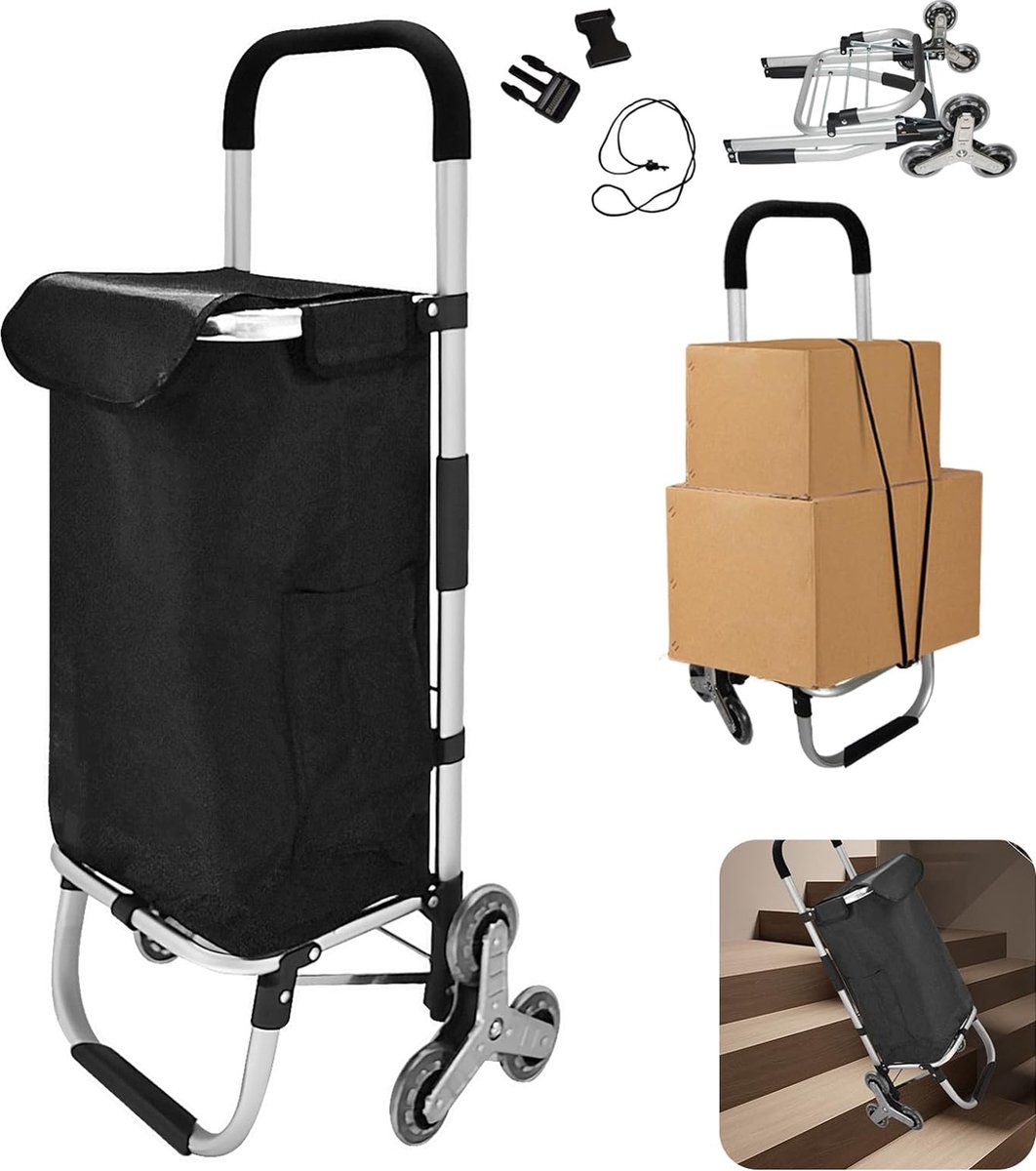 Boodschappentrolley met Wielen - Opvouwbaar - Afneembare Boodschappentas - Boodschappenwagen