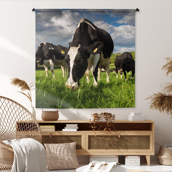 Tapisserie - Tapisserie - Vaches - Animaux - Herbe - Pâturage - Ferme - 150x150 cm - Tapisserie