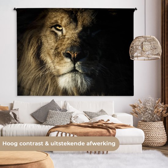 Tapisserie - Toile murale - Lion - Clair - Zwart - 180x135 cm - Tapisserie
