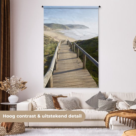 Tapisserie - Tissu mural - Mer - Plage - Escalier - 120x180 cm - Tapisserie