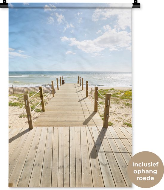 Tenture murale - Tissu mural - Planches - Mer - Soleil - 60x90 cm - Tapisserie