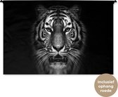 Tapisserie murale - Tissu mural - Tigre - Animaux - Zwart - Wit - Portrait - Sauvage - 180x120 cm - Tapisserie