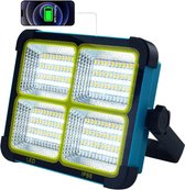 LED Bouwlamp - 100W Oplaadbaar - 10000 Lumen - LED Flood Light - Solar & Batterij - Werklamp - Telefoon Oplaadbaar - IP66 Spatwaterdicht