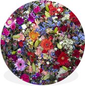 WallCircle - Wall Circle - Wall Circle Indoor - Un motif floral aux couleurs vives - 120x120 cm - Décoration murale - Peintures ronds XXL