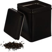 6 x boîte de conservation/boîte à thé carrée classique, EMPILABLE, avec 6 étiquettes, étanche aux arômes, en métal, pour 140 g d'Earl Grey/pièce | 9,8 x 7,6 x 7,6 cm (H, L, P) | idéal comme boîte à café ou à épices