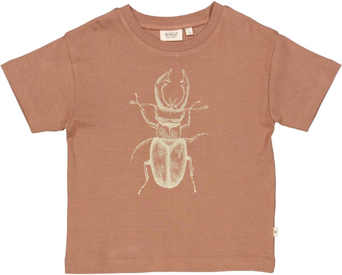 Wheat - T-shirt Beetle - kever - Vintage rose - maat 98 - 3 jaar
