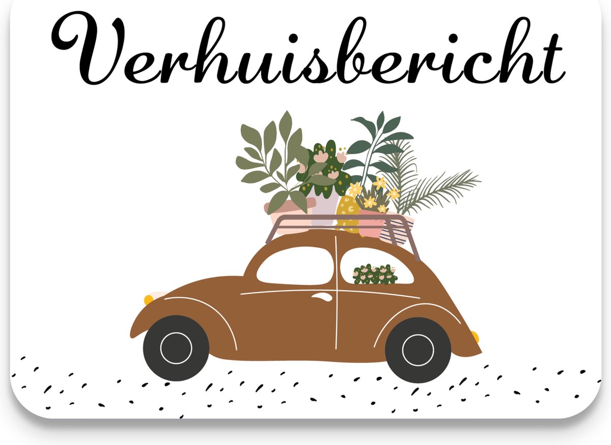 Verhuiskaarten 20 stuks - BRUINE KEVER auto - Volkswagen - A6 - adreswijziging - Studio Juulz