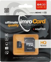 Imro - Micro SD Kaart 64 GB - Geheugenkaart Met Adapter - 100MB/s - Zwart