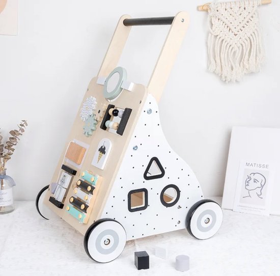 Petite Amélie ® Houten Loopwagen 1 Jaar - Babywalker Als Looptrainer Stimuleert Motoriek Eerste Stapjes Eindeloos Speelplezier
