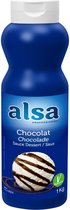 Alsa Dessert topping chocolade - Fles 1 kilo