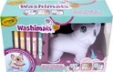 Verpakking van Crayola Washimals Jumbo Pets met een witte Franse Bulldog, vijf Washimals stiften, borsteltje en demonstratie-afbeeldingen van het inkleuren en wassen.