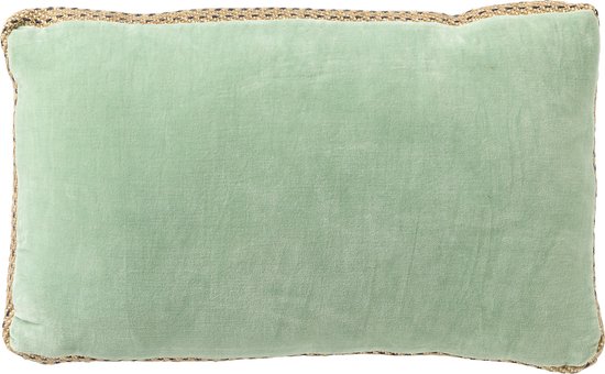 Dutch Decor MANOE - Kussenhoes 30x50 cm - effen kleur - met rand van jute - Cameo Green - licht groen - met rits