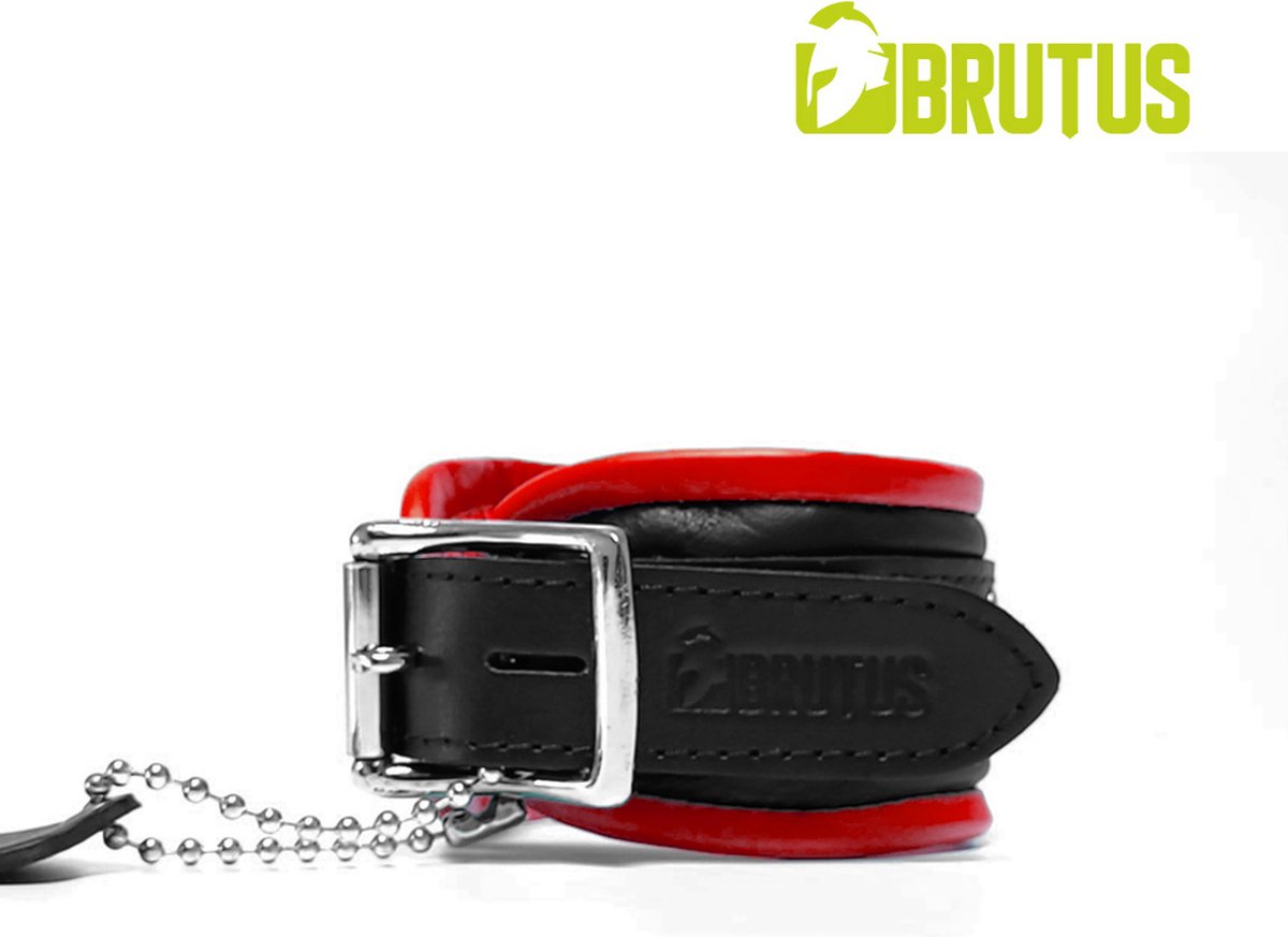 Goedkoopste BRUTUS LEATHER - Leren Enkelboeien- Zwart/Rood