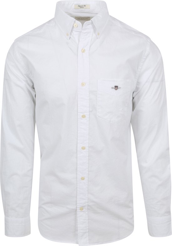 Gant - Casual Overhemd Poplin Wit - Heren - Maat 3XL - Regular-fit