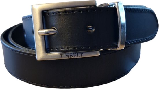 Timbelt 3cm zwarte riem - damesriem/herenriem - zwart - 100% leder - Maat 115 - Totale lengte riem 136 cm