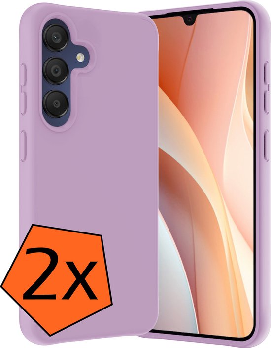 Coque Compatible avec Samsung A15 Coque Siliconen Cover Case - Coque Compatible avec Samsung Galaxy A15 Cover Back Case - 2-PACK - Lilas