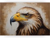 Adelaar schilderij - Goud muurdecoratie - Glasschilderij vogel - Landelijk schilderij - Schilderij plexiglas - Woonkamer decoratie - 90 x 60 cm 5mm
