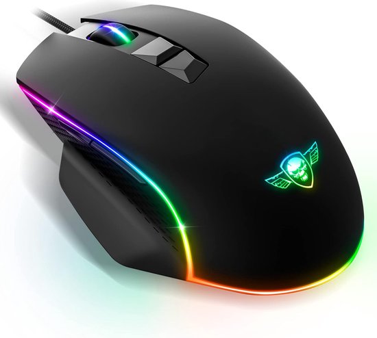 Spirit of Gamer Gaming Muis – Game Muis – RGB – Duimsteun – Flexibel Gebruik – 8000 DPI – Zwart