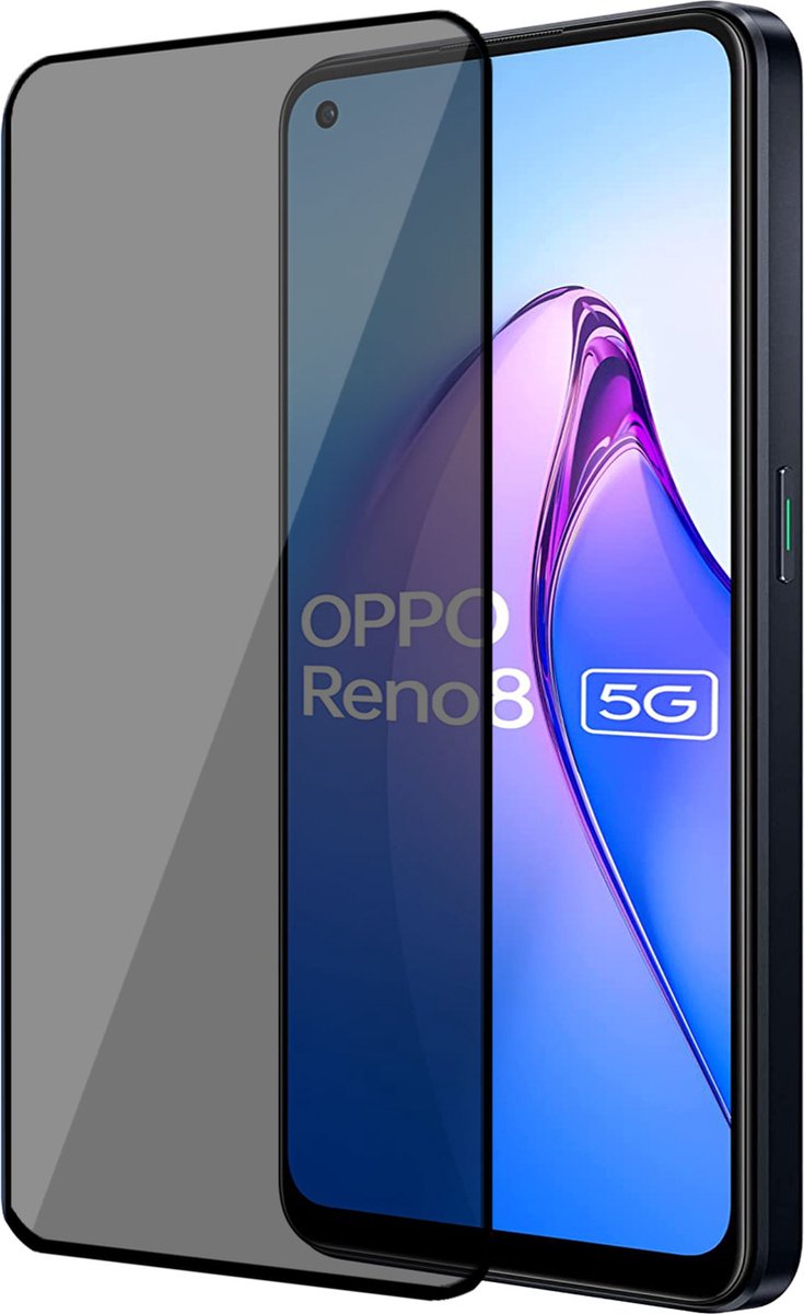 Geschikt voor OPPO Reno 8 - Privacy Screenprotector - Beschermglas - Privé GuardCover