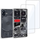 Geschikt voor Nothing Phone 2 - Hoesje + 2x Screenprotector – Gehard Glas Cover + Shock Proof Case – Transparant