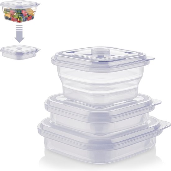 KLIPPSI® Lunchbox Medium-3 Vakken Broodtrommel Voorraaddoos van Platina Siliconen scheurbestendig, hitte-koudebestendig, lekvrij, vaatwasmachinebestendig (groen