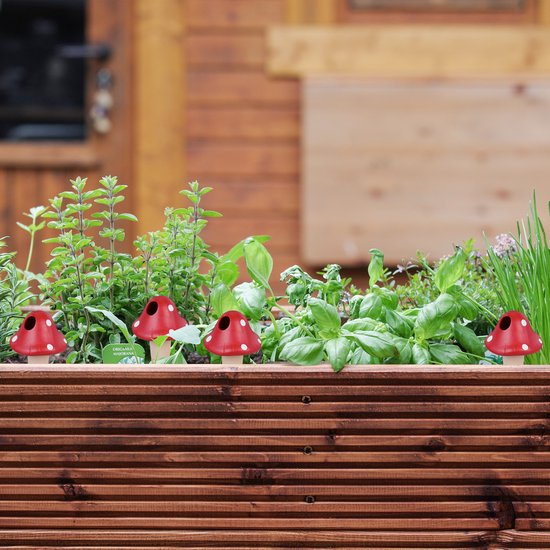 Lot De 6 Cônes D'Arrosage En Terre Cuite Relaxdays - Arrosage Automatique Pour Plantes Intérieur & Extérieur, Bleu Et Marron