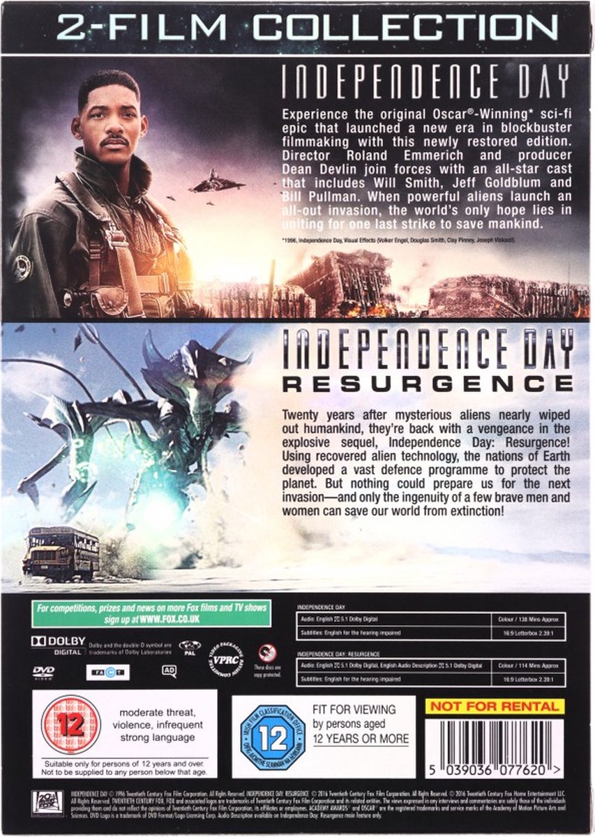 Independence Day 1-2 (Dvd), Will Smith | Dvd's | bol