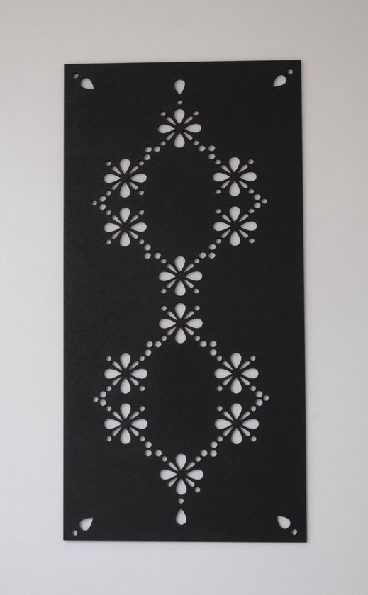Paneel wanddecoratie type B-16 - unieke wanddecoratie - black edition - 60 x 30 cm