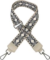 Qischa® Bag strap - Tassenriem - Schouderband - Schouderriem - Tassen Riem - Tas Hengsel - Verstelbare Riem -zwart, beige, wit, zilver - zilveren hardware