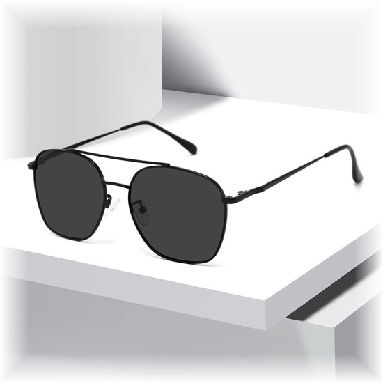 Fako Sunglasses® - Zonnebril Vierkant - Polariserend - Polarized Zonnebril - Heren Zonnebril - Dames Zonnebril - Model Tom - Zwart van Fako Sunglasses® — afbeelding 3