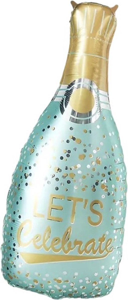 Folie Ballon Fles LET^S CELEBRATE ( Groen 98 x 48 cm )
