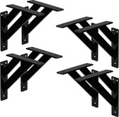 ML-Design 8 stuks plankdrager 180x180 mm, zwart, aluminium, zwevende plankdrager, plankdrager, wanddrager voor plankdrager, plankdrager voor wandmontage, wandplankdrager plankdrager