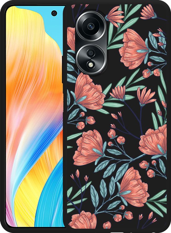 TEYYOS Siliconen Hoesje Voor Oppo A58 4G – Zacht, Schokbestendig, Anti-slip, Zwart – 3-laags Bescherming