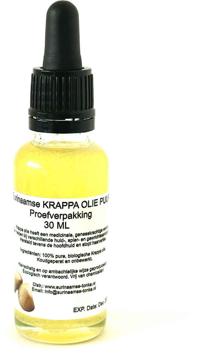 Krappa Olie Suriname – 30 ml proefverpakking – Vloeibaar – Koudgeperst & Onbewerkt