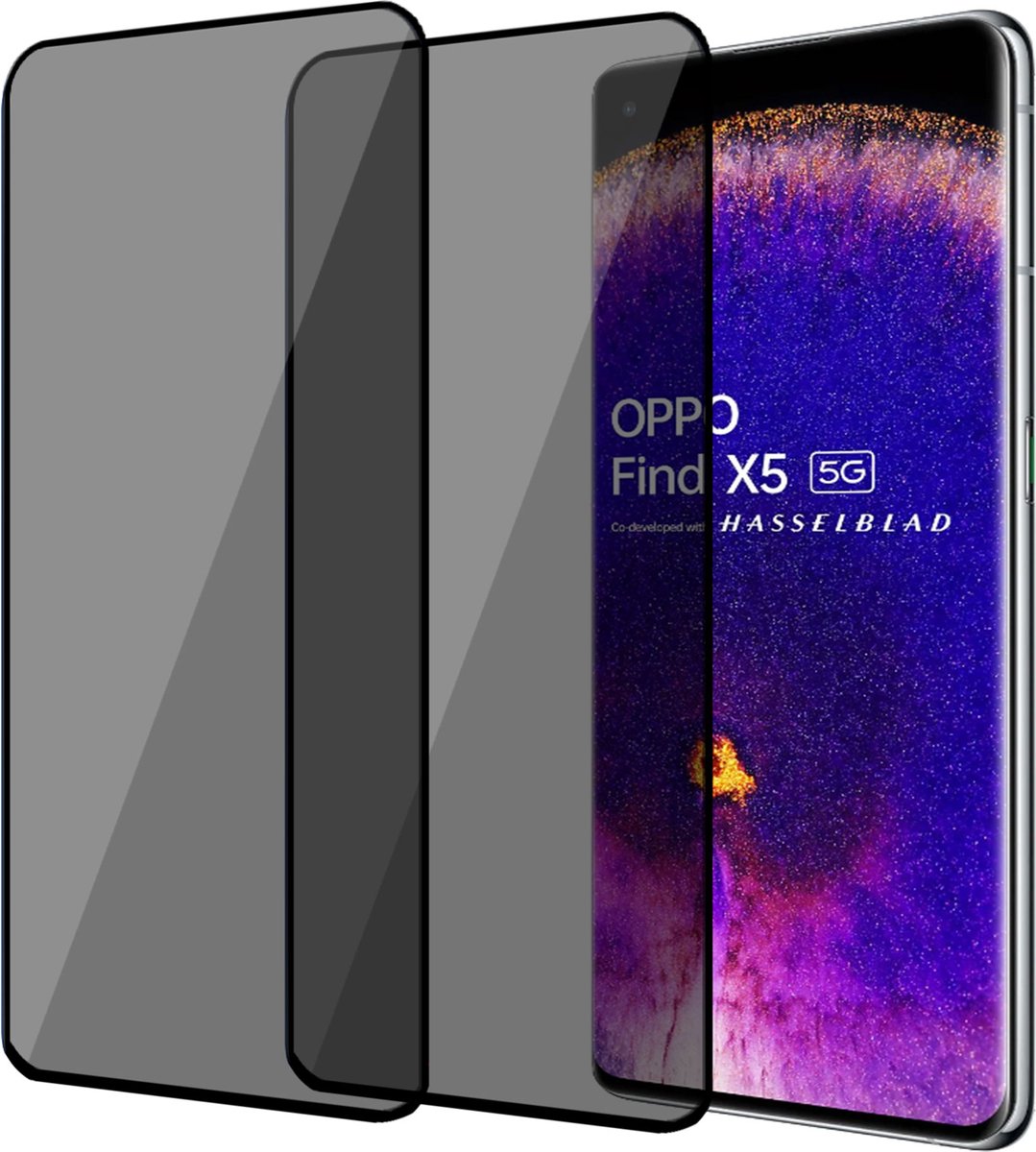 2x Geschikt voor OPPO Find X5 - Privacy Screenprotector - Beschermglas - Privé GuardCover