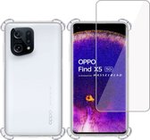 Hoesje + Screenprotector geschikt voor OPPO Find X5 – Tempered Glass - Extreme Shock Case Transparant