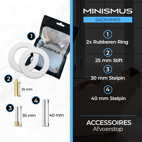 Minismus Badstop - Universele afvoerstop bad met dubbele rubberen ...