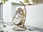 MYLIA Hangstoel van licht naturelkleurig gevlochten hars met wit kussen - MAKAHA L 102 cm x H 197 cm x D 102 cm