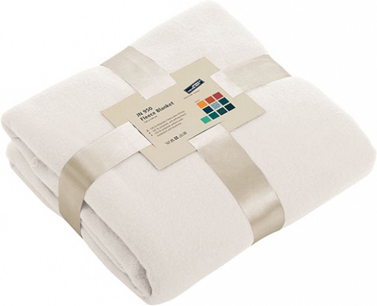 James & Nicholson Fleece bankdeken/plaid - 1x - offwhite - 130 x 170 cm - 240 grams - pluisvrij - wasbaar