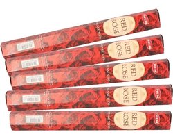 Hem Wierook stokjes - Red Rose - Rozen bloemen geur - 5x pakje met 20 stokjes - Yoga/meditatie