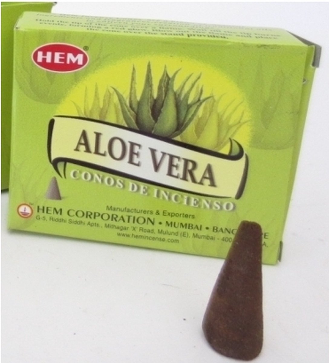 HEM Wierook kegeltjes Aloe Vera - 10x st - huisgeur - ontspannende geur - Kalmerend Multi