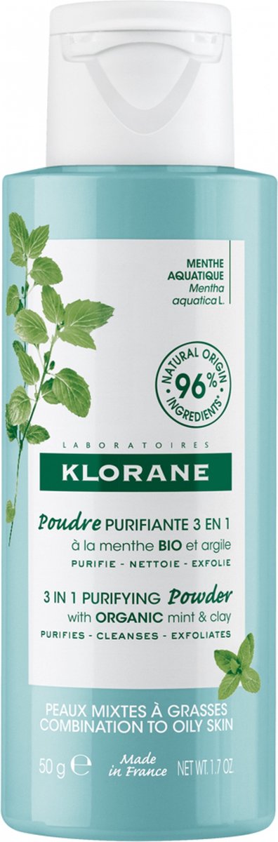 Klorane 3in1 Reinigend Poeder met Biologische Munt en Klei 50 g