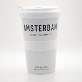 Joe&Jill Premium koffiemok - Koffiebeker To Go - 'Amsterdam' - 330ml - Porselein