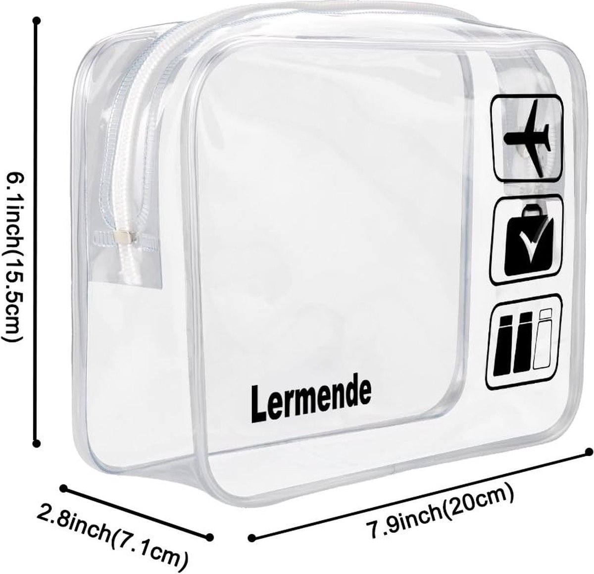 Aucuu Reistas voor vloeistoffen, 20 x 20 cm vliegtuigvloeistofzakken, transparante reistassen, vliegtuig, waterdichte transparante tas, draagbare make-up voor vakantie en op reis, # 7 Zwart 2 stuks
