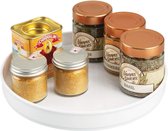 Draaiplateau - kruidenrek/kruidenstandaard - voor buffetkast en keukenkast - voor peper, bakingrediënten en confituur - rond - wit