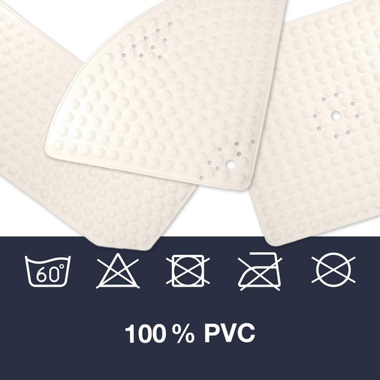 Douchemat Crème/vierkant: 60x60 Cm - Antislip & Zeer Robuust Antislipmat Voor Douche Of Bad Wasbaar Op 60 C