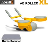 Power-8 Ab roller XL Orange: Optimale Core voor Grote Kerels - Multifunctionele AB Roller met Automatische Rebound en Gratis kiemat | Abdominale Ab Wielroller voor Buikspieren | Afslanken | ab wheel | buikspiertrainers - Buiktrainer - fitness