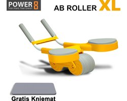 Power-8® Ab Roller XL Orange – Robuuste Core & Ab Trainer met Verhoogde Reboundkracht – Train Buik, Rug & Schouders Thuis – Compact Home Gym Fitness Tool – Perfect Kerstcadea