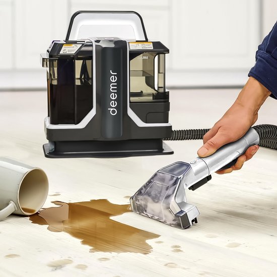 Deemer Tapijtreiniger Vlekkenreiniger Zetelreiniger Machine - Bank & Meubel Reiniger Stofzuiger - Tapijt Apparaat Meubelreiniger - Haarverwijderaar Stofzuiger Voor Dierenharen Reinigen - 750W Krachtige Zuigkracht - Inclusief Reinigingsmiddel